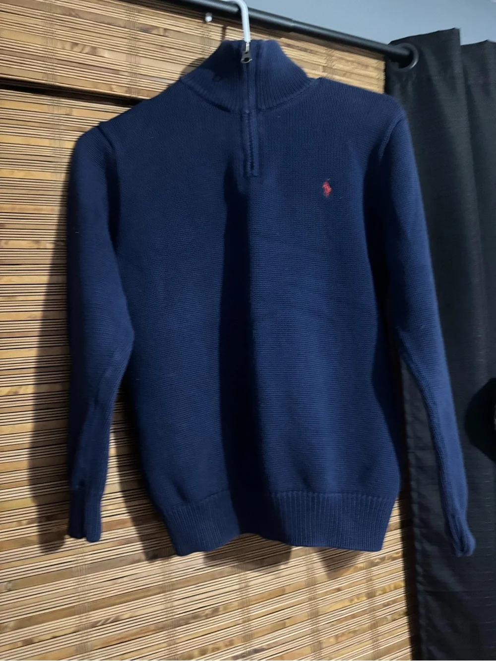 Ralph Lauren Navy Zip Pullover Sweater with Red Pony